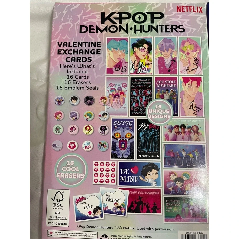 2026 KPop Demon Hunters 2 16 Classroom Valentine's Day Exchange Cards & Stickers